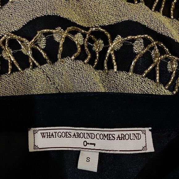 What Goes Around Comes Around Black Gold Bead Mini Skirt Sz S NWOT - Picture 9 of 12
